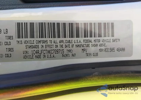 2019 Jeep Grand Cherokee Overland 4X4 из США, поврежденный, VIN 1C4RJFCTXKC728715